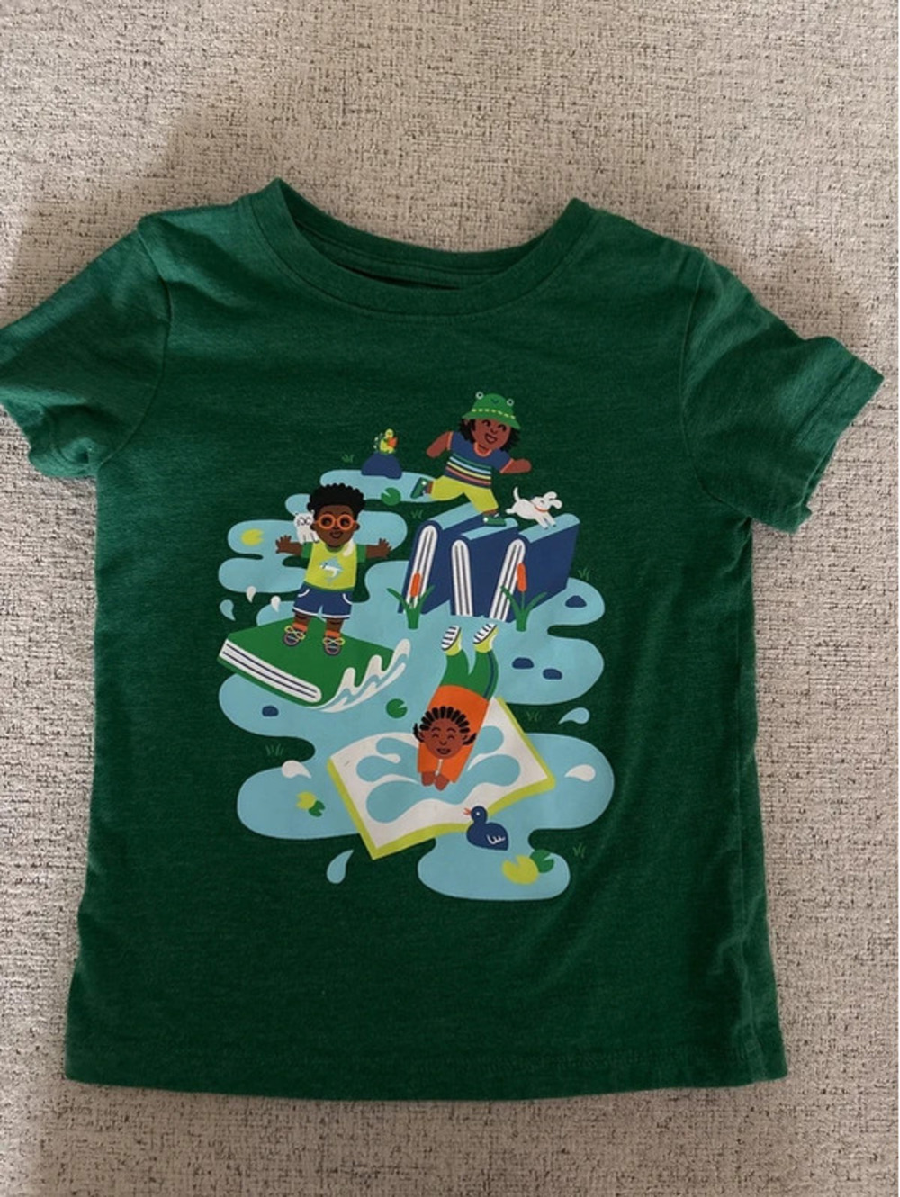 Cat & Jack Boys Green Short Sleeves T-Shirt with Playful Graphic Size 4T